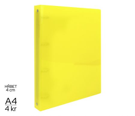 Pořadač LUMA A4/40mm 4 kroužkový žlutý