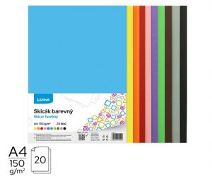 Skicák barevný A4/150g mix, 20 ks LUMA