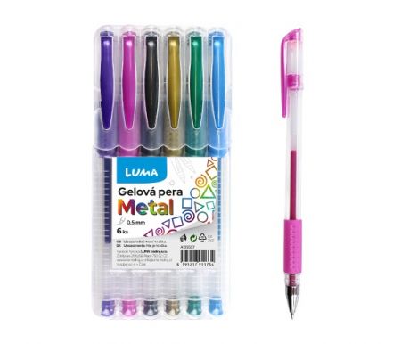 Gelové pero 6 barev METALLIC, LUMA