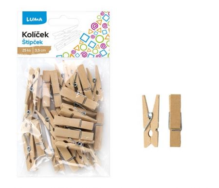 Kolíček 3,5cm natur, 25ks LUMA