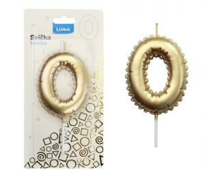 Svíčka č. 0 balónek ZLATÝ LUMA