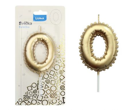 Svíčka č. 0 balónek ZLATÝ LUMA