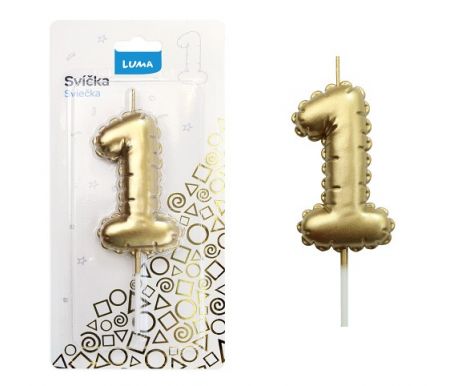 Svíčka č. 1 balónek ZLATÝ LUMA