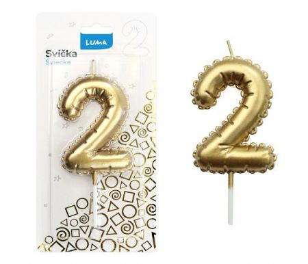 Svíčka č. 2 balónek ZLATÝ LUMA