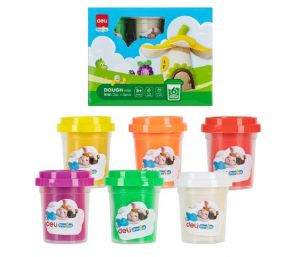 Plastelína měkká kelímek s vůní 6 barev DELI EH722