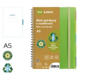 Blok spirála A5 s rozdělovači 100l ECO LUMA