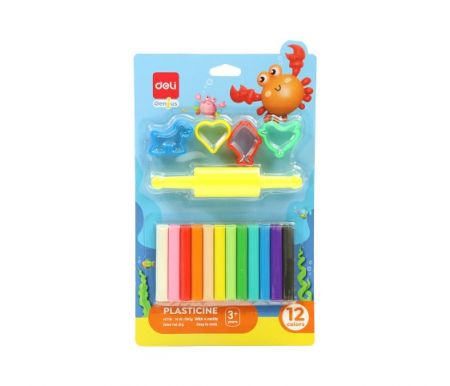Plastelína měkká 12 barev DELI EH716