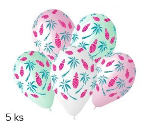 Balónky s potiskem 5ks OBYČ. Palmy a ananas