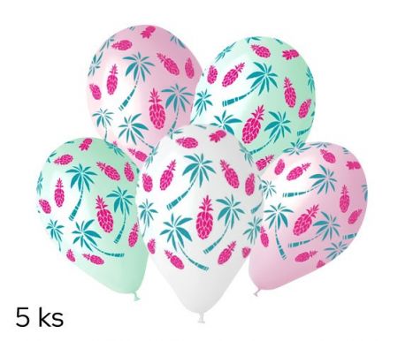 Balónky s potiskem 5ks OBYČ. Palmy a ananas
