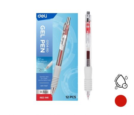 Gelové pero rychleschnoucí DELI EG104-RD červené