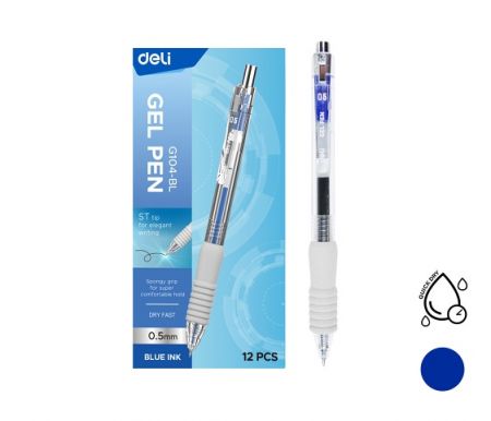 Gelové pero rychleschnoucí DELI EG104-BL modré