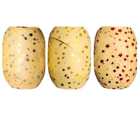 Stuha vázací 10m kraft hvězdy LUMA mix