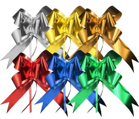 Stuha stahovací mašle 4 x 75cm metal LUMA mix