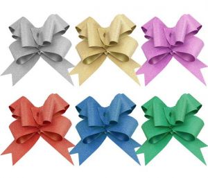 Stuha stahovací mašle 3 x 57cm glitr LUMA mix