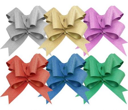 Stuha stahovací mašle 4 x 75cm glitr LUMA mix