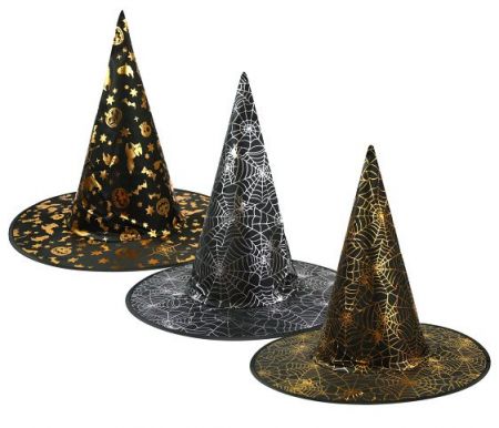 Klobouk čarodějnický metalický potisk LUMA mix