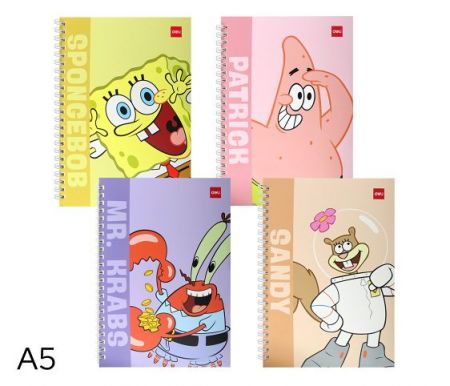Blok spirála A5 linka 60l SPONGEBOB DELI ELA560 mix