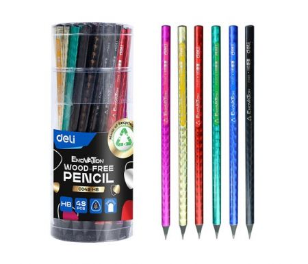 Tužka HB bez gumy trojhranná DELI EC049-HB mix