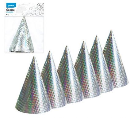 Čepice 15cm 6ks LASER stříbrná LUMA