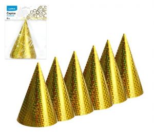 Čepice 15cm 6ks LASER zlatá LUMA