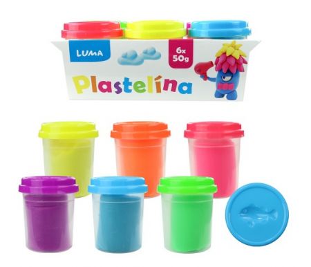 Plastelína LUMA měkká kelímek 6 x 50g NEON