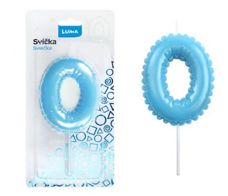 Svíčka č. 0 balónek MODRÁ LUMA