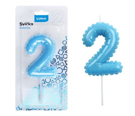 Svíčka č. 2 balónek MODRÁ LUMA