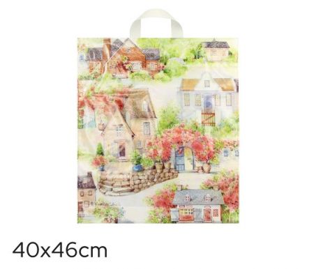 Taška 45 x 40 s uchy dům se zahradou