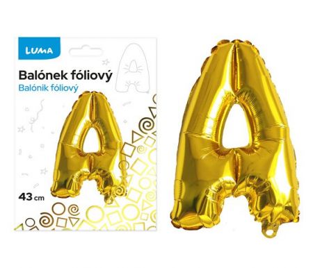 Balónek fóliový  "A" ZLATÝ LUMA