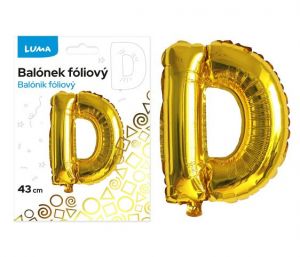 Balónek fóliový  "D" ZLATÝ LUMA