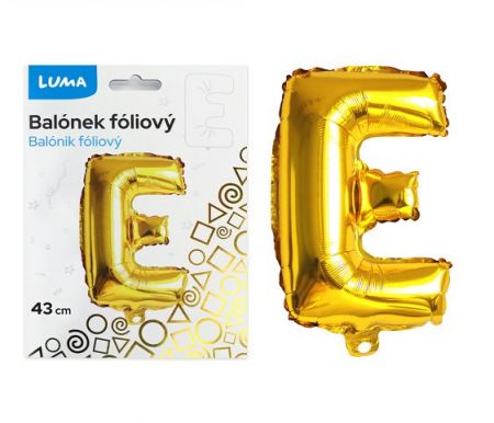 Balónek fóliový  "E" ZLATÝ LUMA