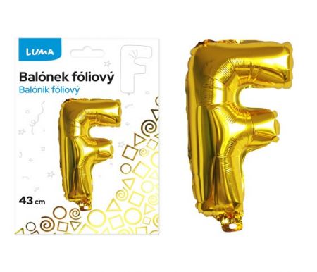 Balónek fóliový  "F" ZLATÝ LUMA