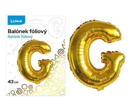 Balónek fóliový  "G" ZLATÝ LUMA