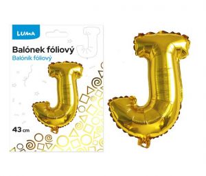 Balónek fóliový  "J" ZLATÝ LUMA