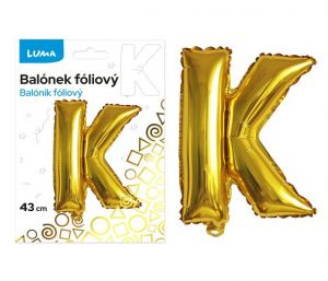 Balónek fóliový  "K" ZLATÝ LUMA