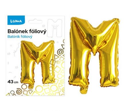 Balónek fóliový "M" ZLATÝ LUMA