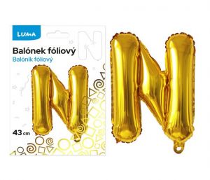 Balónek fóliový  "N" ZLATÝ LUMA