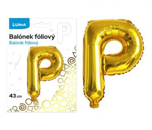 Balónek fóliový  "P" ZLATÝ LUMA