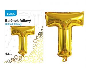 Balónek fóliový  "T" ZLATÝ LUMA