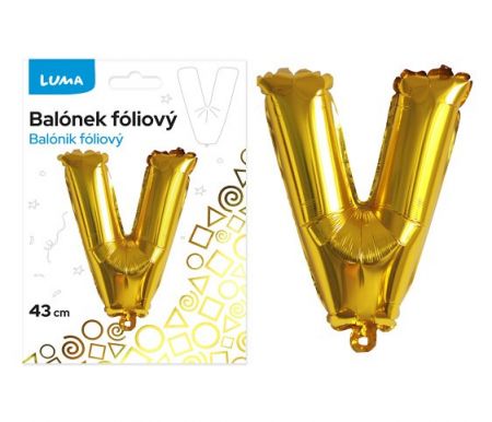 Balónek fóliový  "V" ZLATÝ LUMA