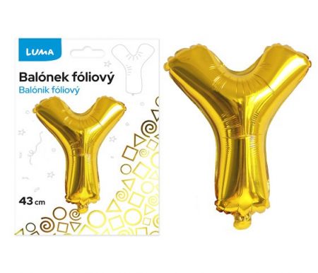 Balónek fóliový  "Y" ZLATÝ LUMA