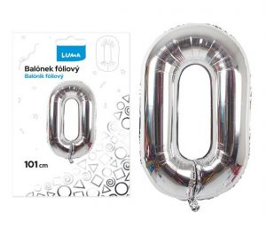 Balónek fóliový č. 0 STŘÍBRNÝ 101cm LUMA