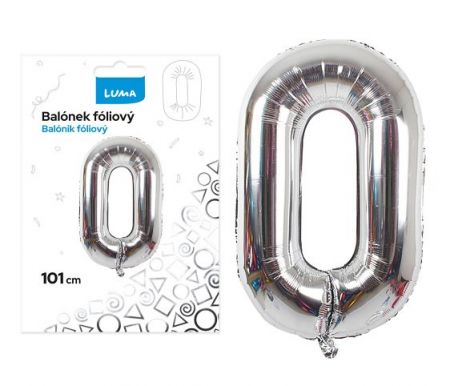 Balónek fóliový č. 0 STŘÍBRNÝ 101cm LUMA