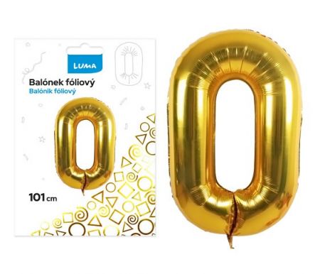 Balónek fóliový č. 0 ZLATÝ 101cm LUMA
