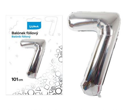 Balónek fóliový č. 7 STŘÍBRNÝ 101cm LUMA