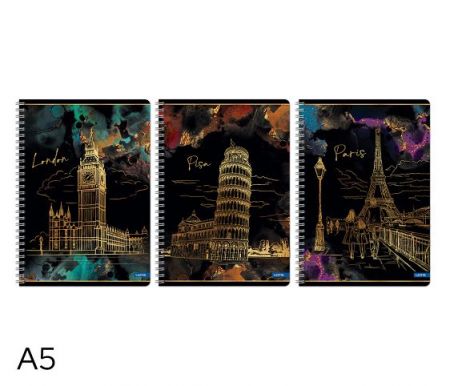 Blok spirála A5  GOLD CITY linka 60l mix