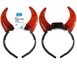 Čertovské rohy červené krystal, svítící LUMA