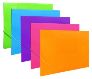 Desky na spisy s gumou A4, 3 klopy neon LUMA mix