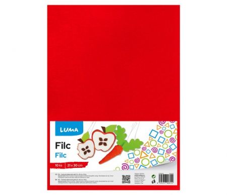 Filc A4 červený LUMA, 10ks