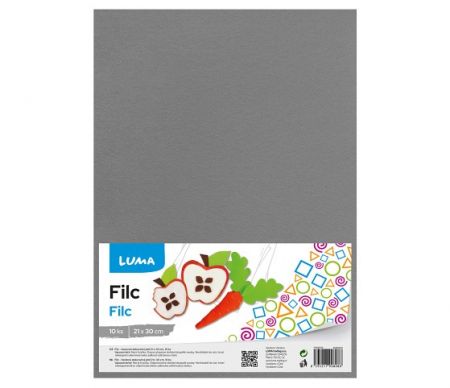 Filc A4 šedý LUMA, 10ks